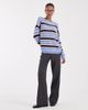 Noisy May Noisy May crew neck knit sweater in blue and burgundy stripes - 3