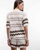 Noisy May Noisy May crochet polo in beige & brown - part of a set-Neutral - 4