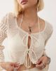 Noisy May Noisy May crochet tie front top in beige - part of a set-Neutral - 4