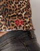 Noisy May Noisy May cropped button up top with lettuce edges in leopard print-Black - 2