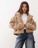 Noisy May Noisy May cropped teddy jacket in beige-White - 1