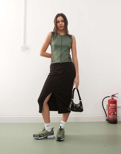 Noisy May Noisy May denim midi skirt in black