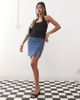 Noisy May Noisy May denim mini skirt with slit in in mid blue - 1