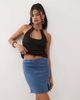 Noisy May Noisy May denim mini skirt with slit in in mid blue - 4