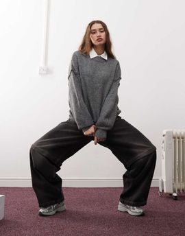 Noisy May Noisy May exposed seam detail sweater in gray