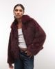 Noisy May Noisy May faux fur jacket in burgundy-Purple - 2