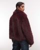 Noisy May Noisy May faux fur jacket in burgundy-Purple - 4