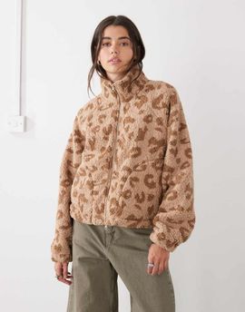 Noisy May Noisy May fleece in beige leopard-Neutral