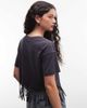 Noisy May Noisy May fringed T-shirt with stud detail in charcoal-Gray - 4