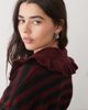 Noisy May Noisy May Henley knit sweater with Peter Pan collar in burgundy stripe-Red - 2