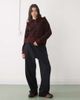 Noisy May Noisy May Henley knit sweater with Peter Pan collar in burgundy stripe-Red - 3