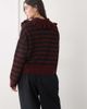Noisy May Noisy May Henley knit sweater with Peter Pan collar in burgundy stripe-Red - 4