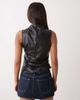 Noisy May Noisy May high neck faux leather asymmetric top in black - 3