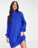 Noisy May Noisy May high neck mini sweater dress in royal blue - 1