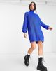 Noisy May Noisy May high neck mini sweater dress in royal blue - 4
