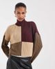 Noisy May Noisy May high neck zip up cardigan in burgundy and cream-Purple - 1