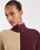 Noisy May Noisy May high neck zip up cardigan in burgundy and cream-Purple - 3