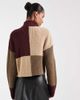 Noisy May Noisy May high neck zip up cardigan in burgundy and cream-Purple - 4