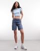 Noisy May Noisy May high rise baggy denim shorts in mid wash blue - 2