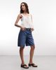 Noisy May Noisy May high waist Bermuda shorts in mid blue denim - 1