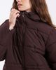 Noisy May Noisy May hooded puffer jacket with cinch waist in chocolate-Brown - 2