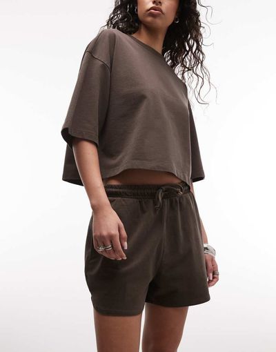 Noisy May Noisy May jersey shorts in washed brown - part of a set