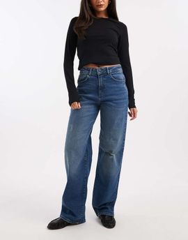 Noisy May Noisy May Josie high waist baggy jeans in mid blue denim