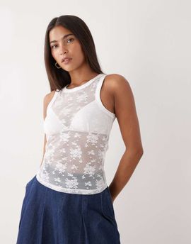 Noisy May Noisy May lace tank top in white