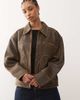 Noisy May Noisy May leather jacket in washed brown - 1