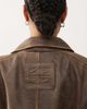 Noisy May Noisy May leather jacket in washed brown - 3