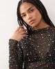 Noisy May Noisy May lettuce edge mesh top with silver stars print in black - 4