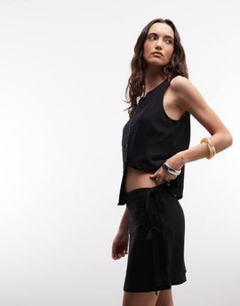 Noisy May Noisy May linen mix vest in black - part of a set