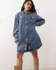 Noisy May Noisy May long sleeve denim shirt dress in washed blue denim - 2