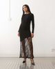 Noisy May Noisy May long sleeve maxi dress with lace fishtail in black - 1