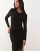Noisy May Noisy May long sleeve maxi dress with lace fishtail in black - 4