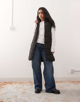 Noisy May Noisy May longline padded vest in black