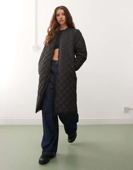 Noisy May Noisy May longline quilted jacket in black