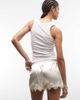 Noisy May Noisy May low rise satin shorts with lace hem in ivory-White - 4