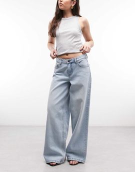 Noisy May Noisy May low rise wide leg jeans in light blue denim