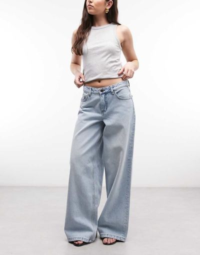 Noisy May Noisy May low rise wide leg jeans in light blue denim