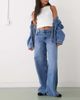 Noisy May Noisy May low rise wide leg jeans in mid blue denim - 1
