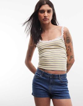 Noisy May Noisy May mico shorts in mid blue denim