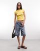 Noisy May Noisy May mid waist bermuda shorts in light blue denim - 1