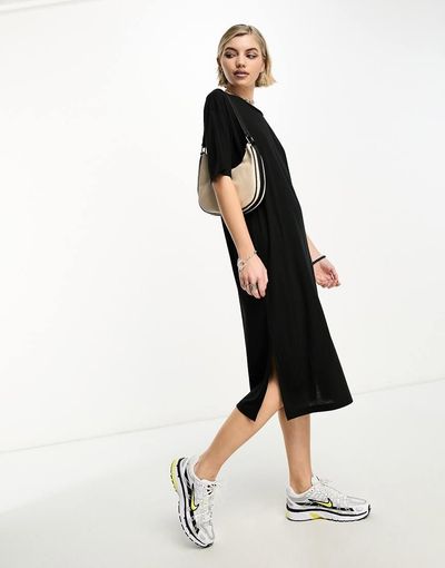 Noisy May Noisy May midi split T-shirt dress in black