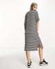 Noisy May Noisy May midi split T-shirt dress in black & white stripe-Multi - 2