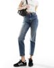 Noisy May Noisy May Moni high rise slim straight jeans in mid wash blue-Navy - 1