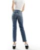 Noisy May Noisy May Moni high rise slim straight jeans in mid wash blue-Navy - 3