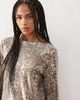 Noisy May Noisy May open back sequin mini dress in leopard-Black - 4