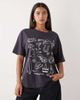 Noisy May Noisy May oversize T-shirt with summer graphic in charcoal-Gray - 1