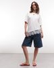 Noisy May Noisy May oversized asymetric t-shirt with lace hem in white - 2